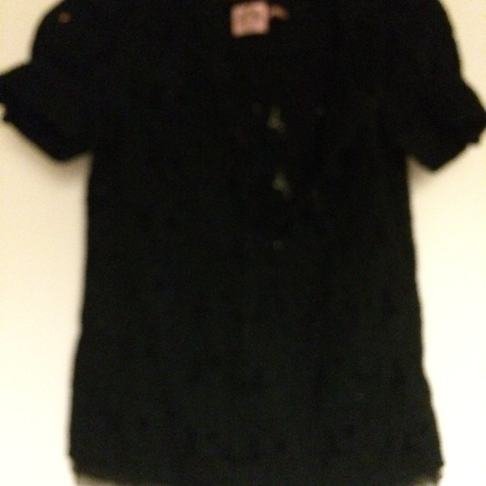 JUICY COUTURE Black Blouse Dress Casual eyelet Top Size 2